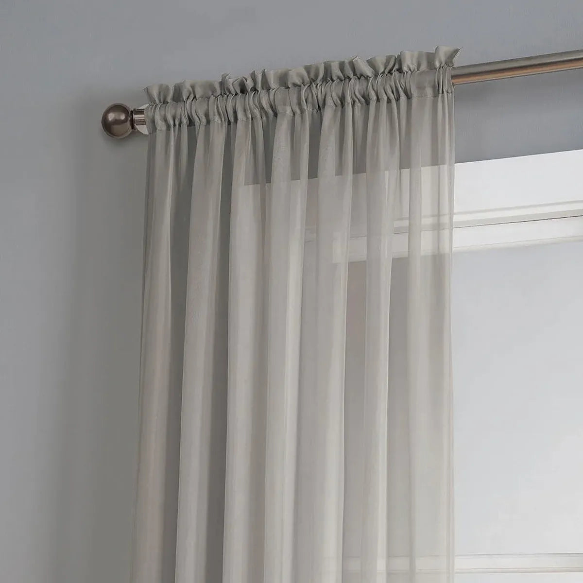 2PCS Solid Color Window Curtains Semi Shading Sheer Drapes Room Divider Use - Blue