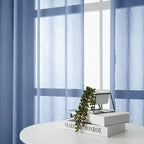 2PCS Solid Color Window Curtains Semi Shading Sheer Drapes Room Divider Use - Blue