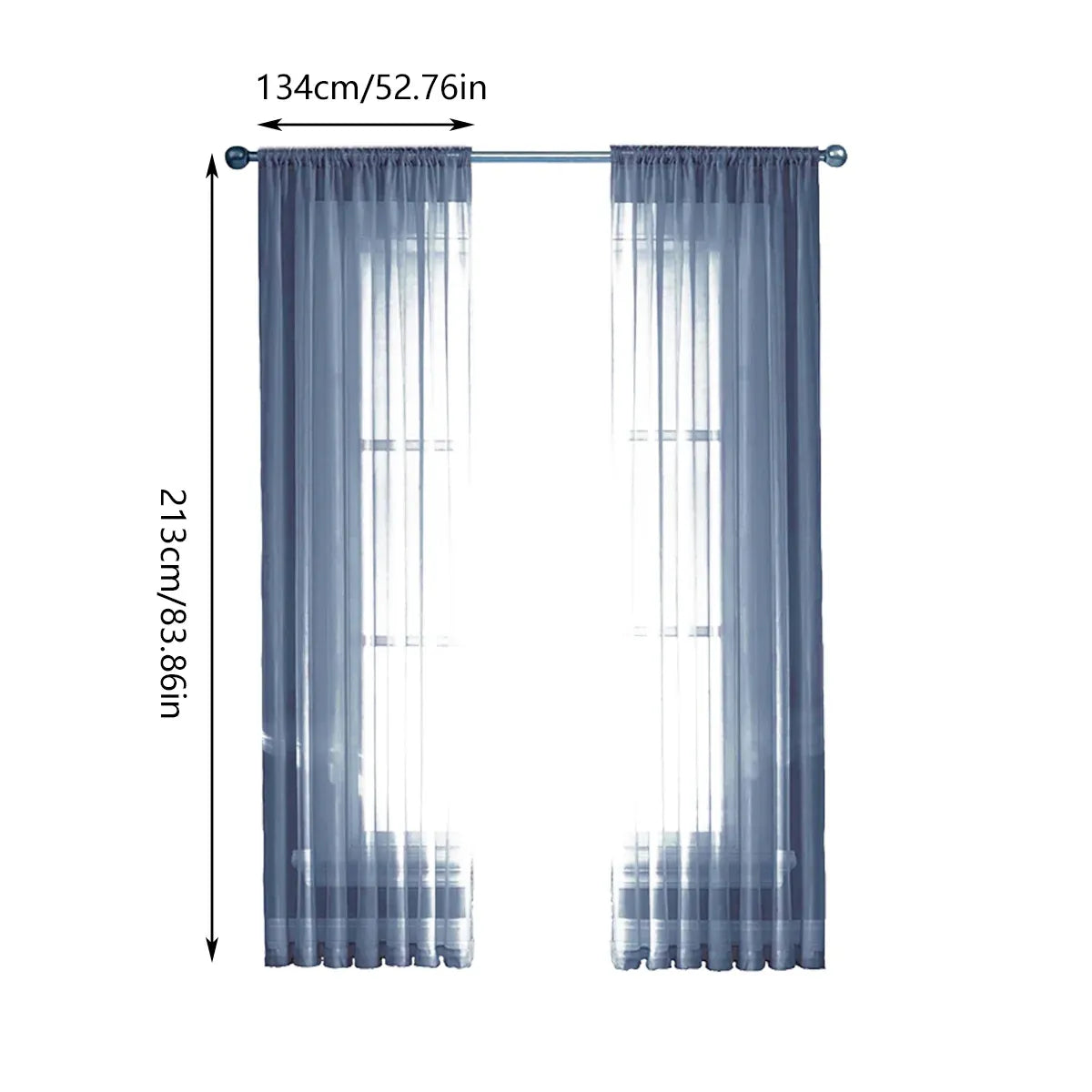 2PCS Solid Color Window Curtains Semi Shading Sheer Drapes Room Divider Use - Mocha