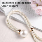 Curtain Tiebacks Pearl Strap Set 3 Pairs Decorative Buckle Holder Rings Hooks - White