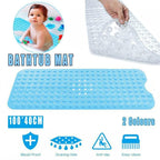Non Slip Shower Mat for Bathtub Floor with Suction Cups 100x40cm - Blue