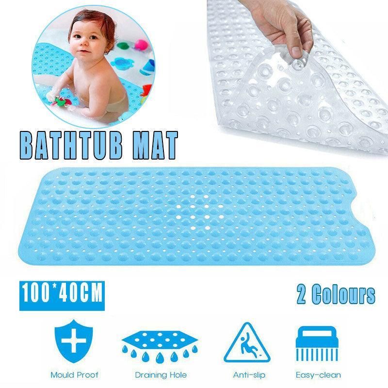 Non Slip Shower Mat for Bathtub Floor with Suction Cups 100x40cm - Clear