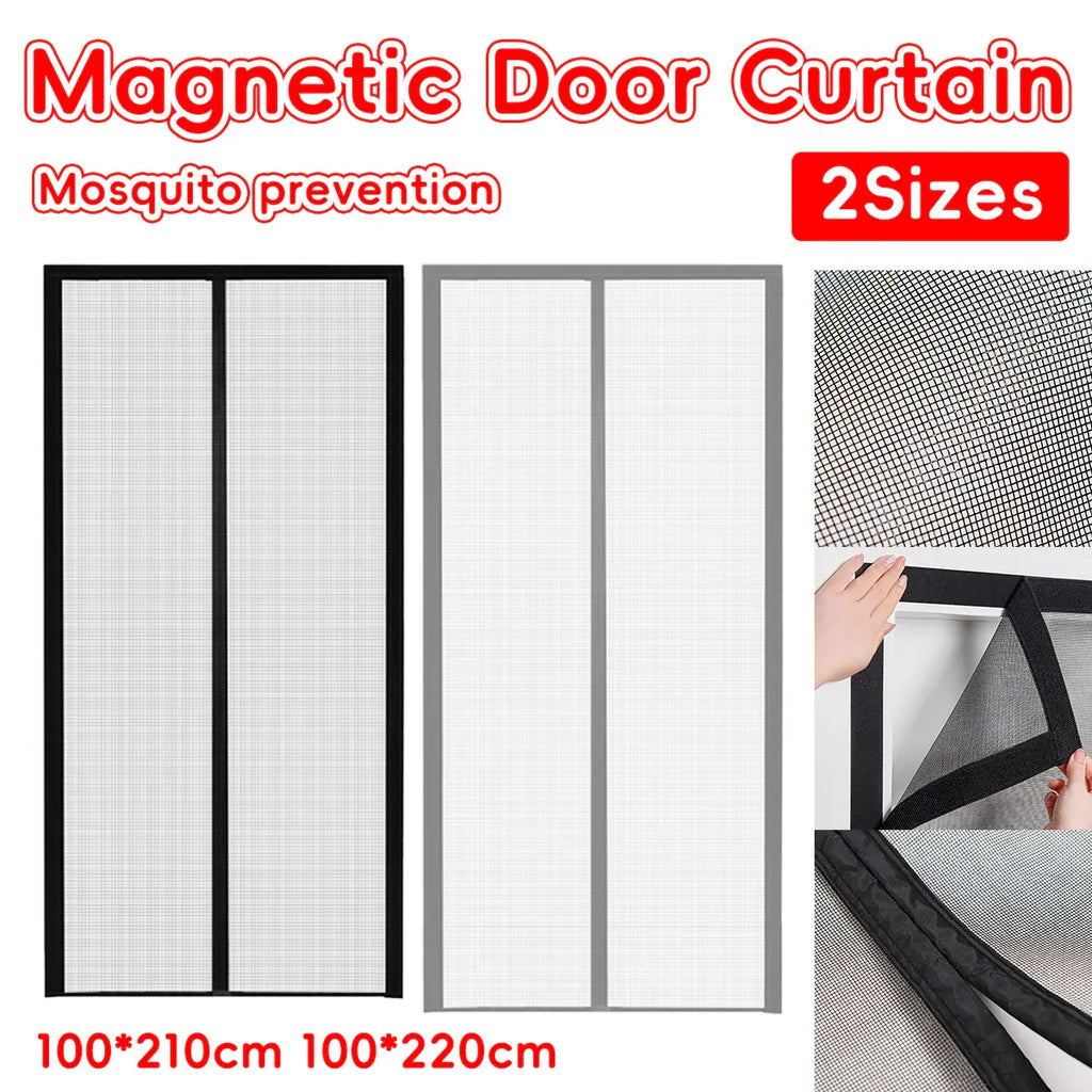 Self-Sealing Door Curtain Insect Proof Durable Mesh Screen for Home Kitchen Use - Black