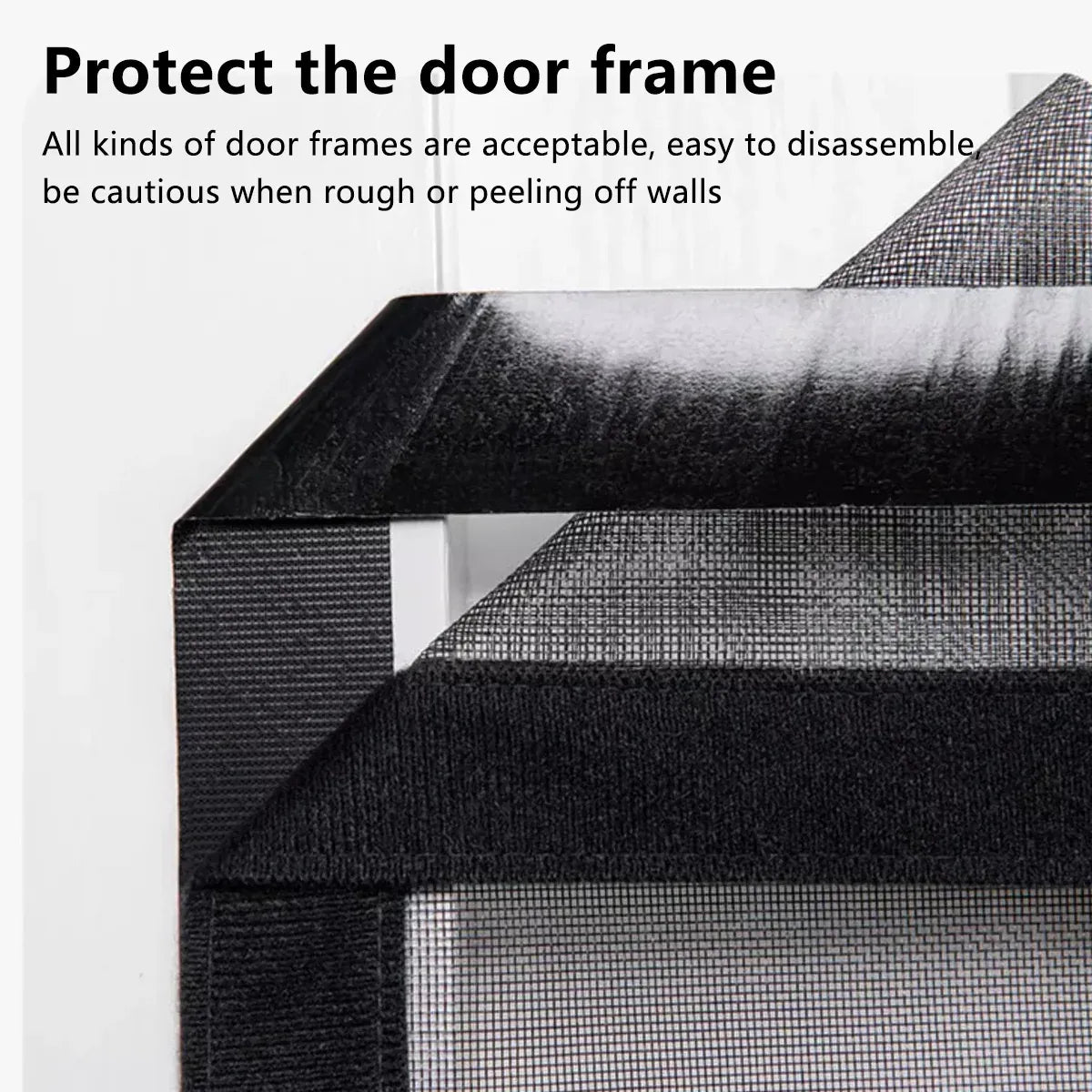 Self-Sealing Door Curtain Insect Proof Durable Mesh Screen for Home Kitchen Use - Black