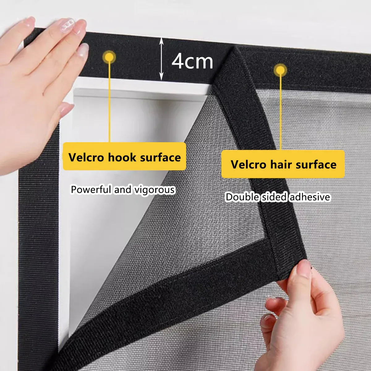 Self-Sealing Door Curtain Insect Proof Durable Mesh Screen for Home Kitchen Use - Black