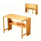 Foldable Student Desk Computer Table Space Saving Bamboo for Bedroom Study Use
