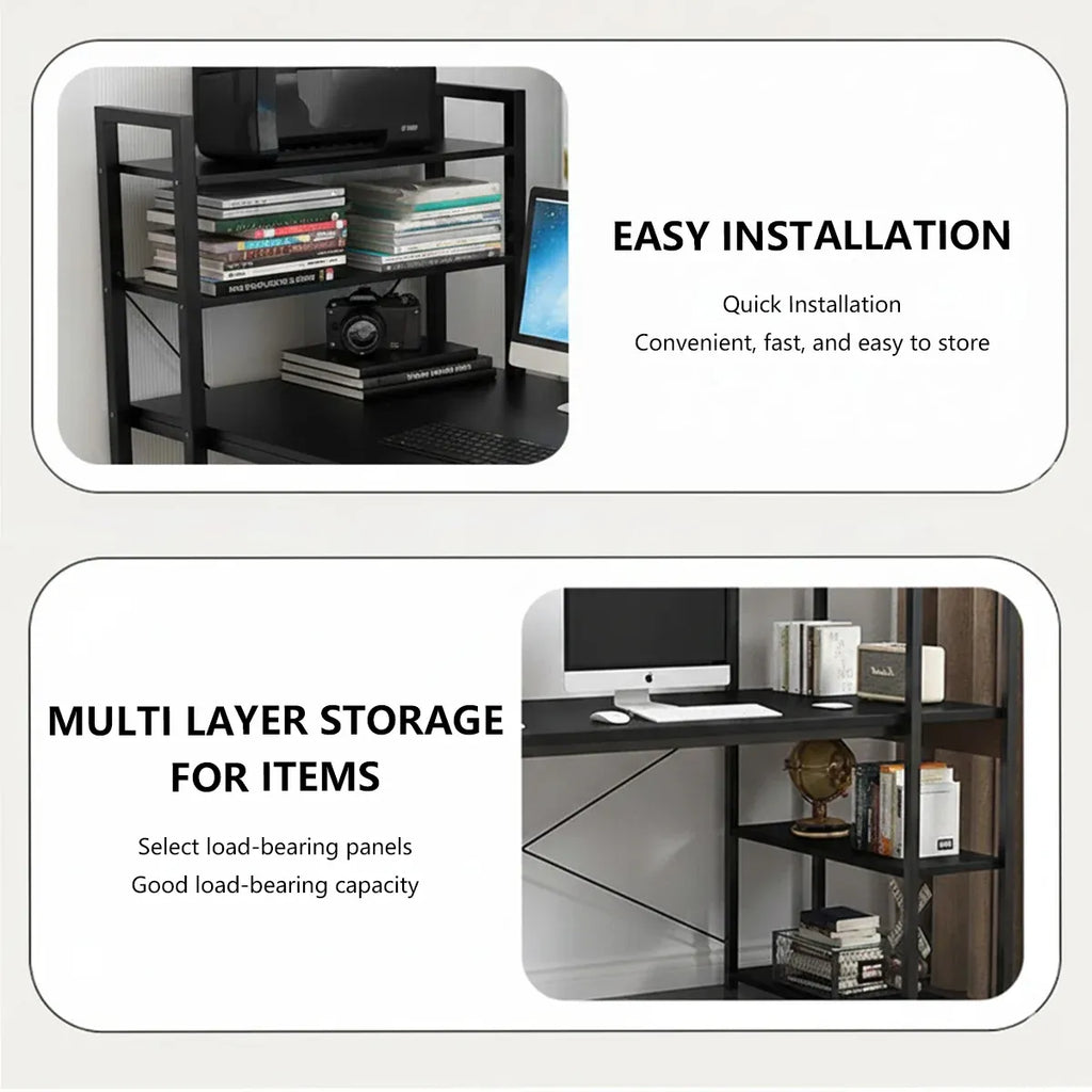 Minimalist Home Computer Desk with Shelves Study Workstation