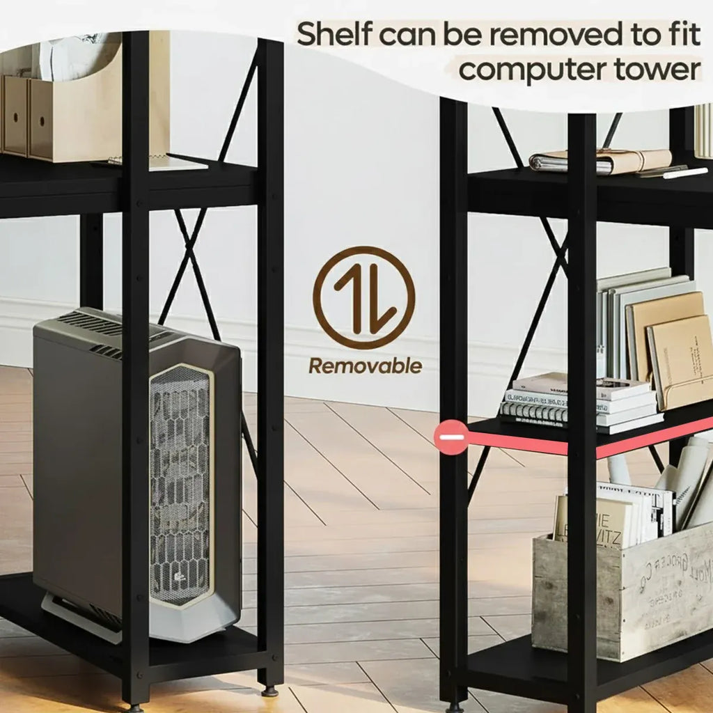 Minimalist Home Computer Desk with Shelves Study Workstation