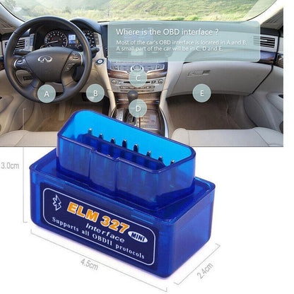 Bluetooth OBD2 ELM327 Car Scanner IOS Android Diagnostic Auto Scan Tool OBDII