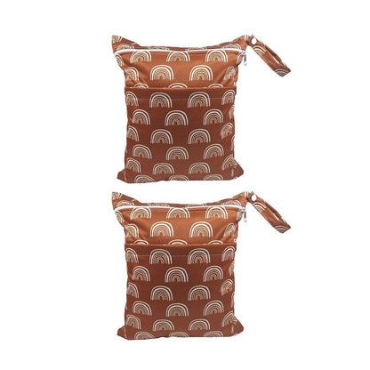2PCS Cartoon Printed Diaper Bag Double Zipper Washable Storage Organizer - Blue Heart