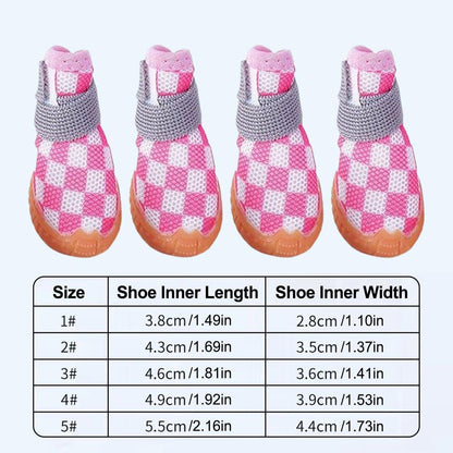 4pcs Breathable Mesh Dog Shoes Small Pets Puppy Paw Protection Summer Boots - Green-5