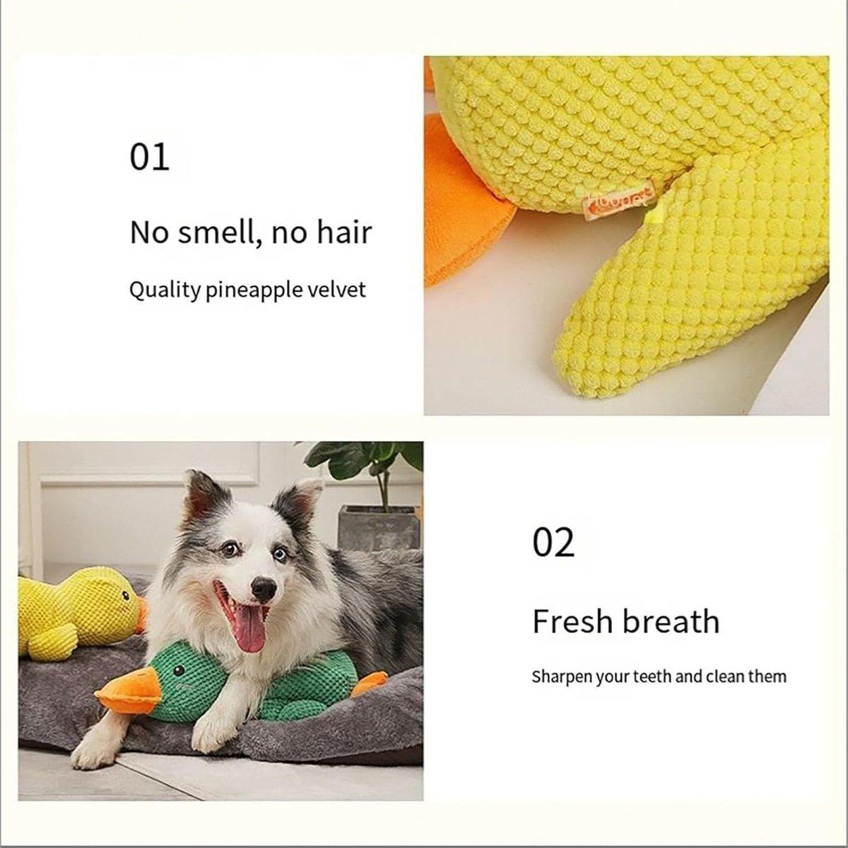 Plush Cartoon Duck Dog Toy Interactive Squeaky Pet Toy Durable Fun Chew Toy - Green
