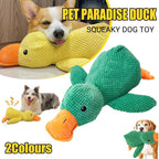 Plush Cartoon Duck Dog Toy Interactive Squeaky Pet Toy Durable Fun Chew Toy - Yellow