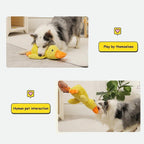 Plush Cartoon Duck Dog Toy Interactive Squeaky Pet Toy Durable Fun Chew Toy - Yellow