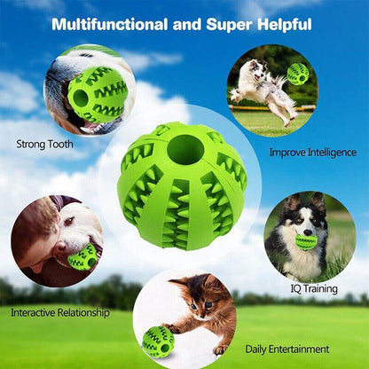Dog Chew Toy Rubber Ball Treat Dispenser Dental Cleaning Training Play Ball - Dark Blue Rugby (11.5CM)