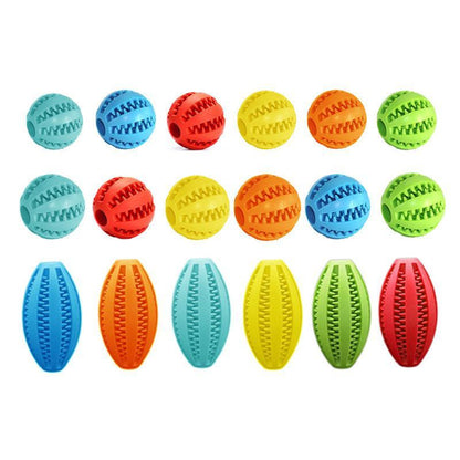Dog Chew Toy Rubber Ball Treat Dispenser Dental Cleaning Training Play Ball - Yellow Rugby (11.5CM)