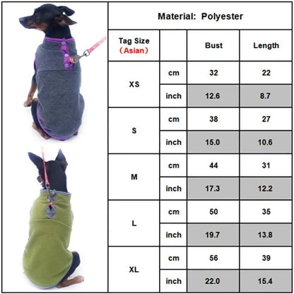 XL Pet Dog Puppy Winter Warm Fleece Jumper Vest Coat Jacket Apparel Clothes - Blue