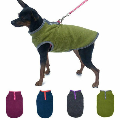 L Pet Dog Puppy Winter Warm Fleece Jumper Vest Coat Jacket Apparel Clothes Outdoor - Grey