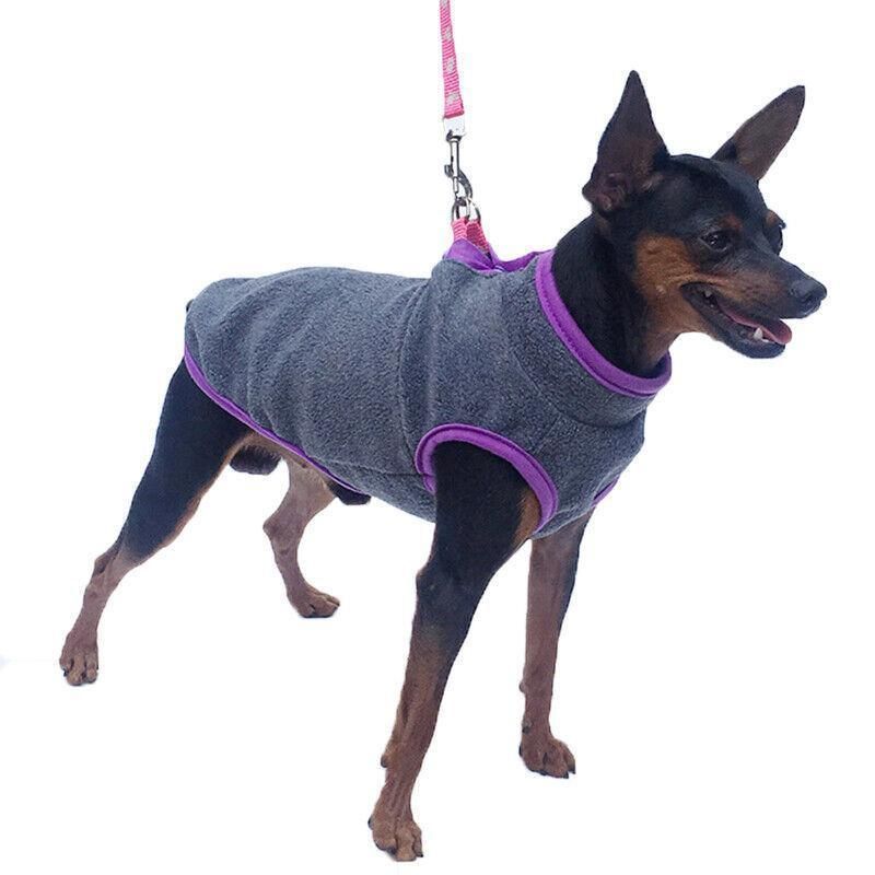 XL Pet Dog Puppy Winter Warm Fleece Jumper Vest Coat Jacket Apparel Clothes - Grey