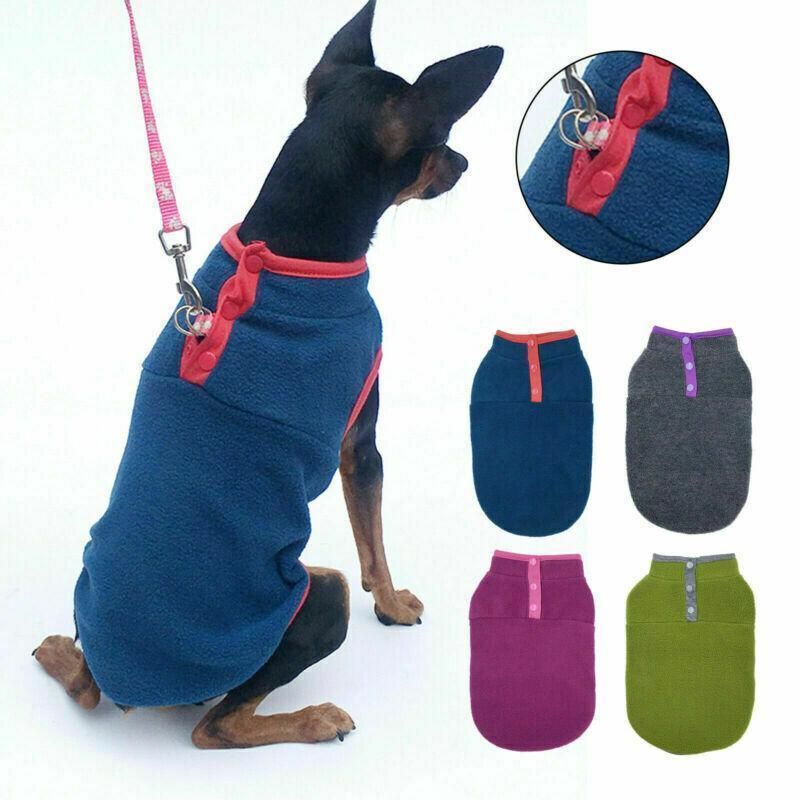 L Pet Dog Puppy Winter Warm Fleece Jumper Vest Coat Jacket Apparel Clothes Outdoor - Pink