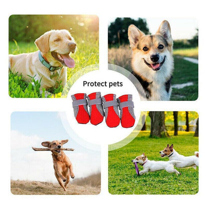 4PCS M Size Anti Slip Waterproof Protective Dog Shoes Rain Boots Pet Socks Booties - Red