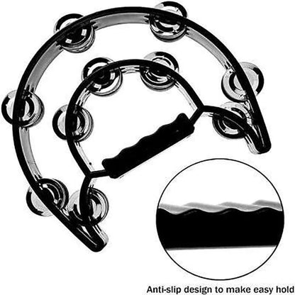 Double Half Moon Tambourine Handheld Musical Percussion Instrument Bell Drum - Blue