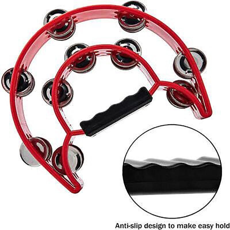 Double Half Moon Tambourine Handheld Musical Percussion Instrument Bell Drum - Green