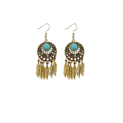Bohemian Dreamcatcher Tassel Earrings Handmade Fashion Jewellery for Women Gifts - Silver