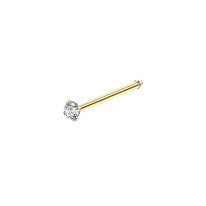 Stainless Steel Nosepiece with Gold Nose Stud Stylish Piercing Jewellery Women - L-Shaped Rod-2mm