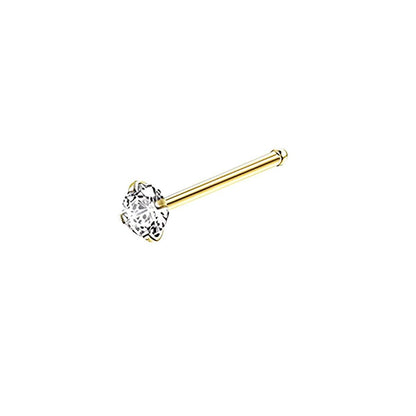 Stainless Steel Nosepiece with Gold Nose Stud Stylish Piercing Jewellery Women - S-Shaped Rod-2mm