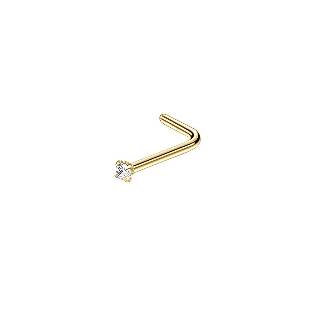 Stainless Steel Nosepiece with Gold Nose Stud Stylish Piercing Jewellery Women - S-Shaped Rod-2mm