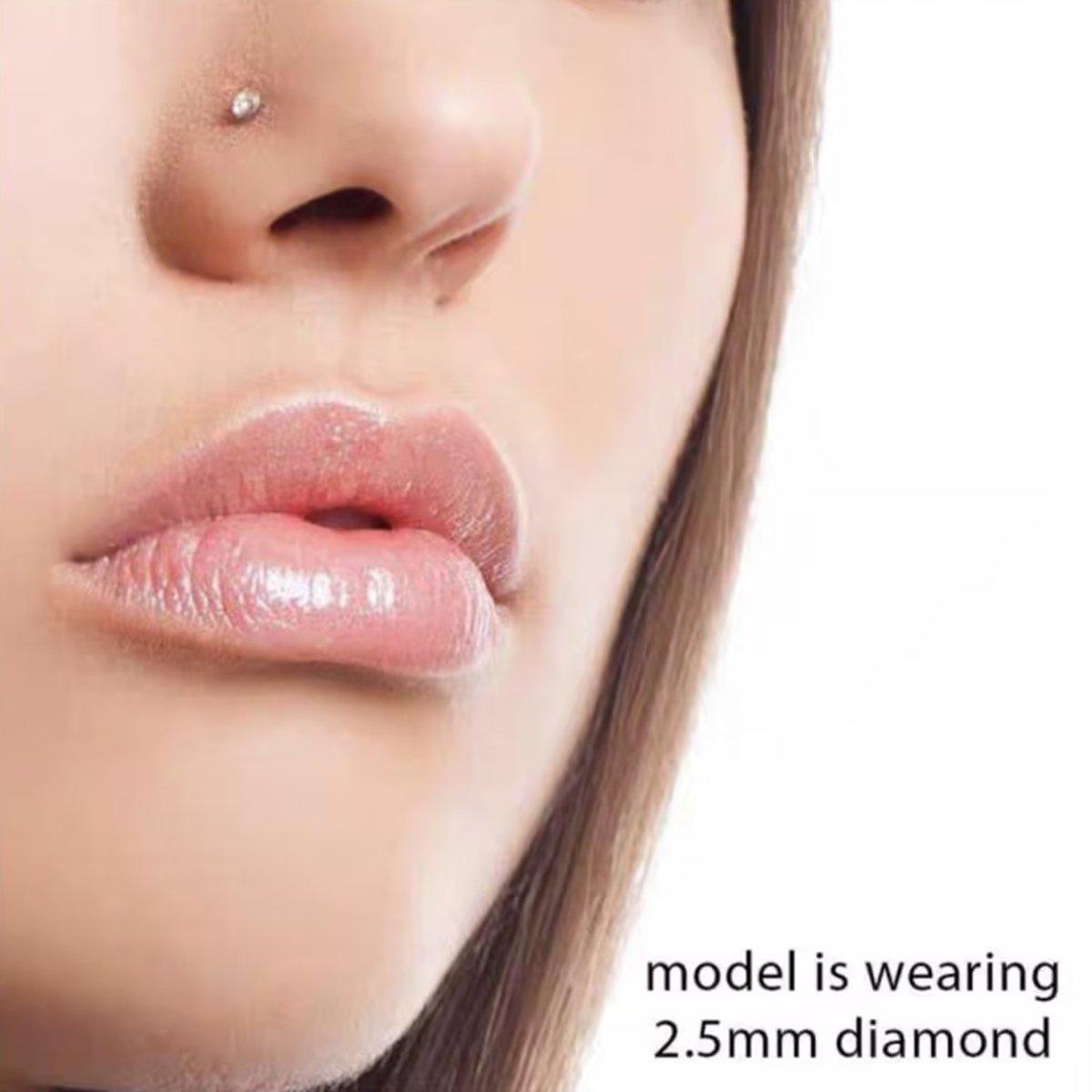 Stainless Steel Nosepiece with Gold Nose Stud Stylish Piercing Jewellery Women - S-Shaped Rod-2.5mm