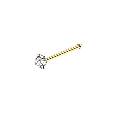 Stainless Steel Nosepiece with Gold Nose Stud Stylish Piercing Jewellery Women - S-Shaped Rod-2.5mm