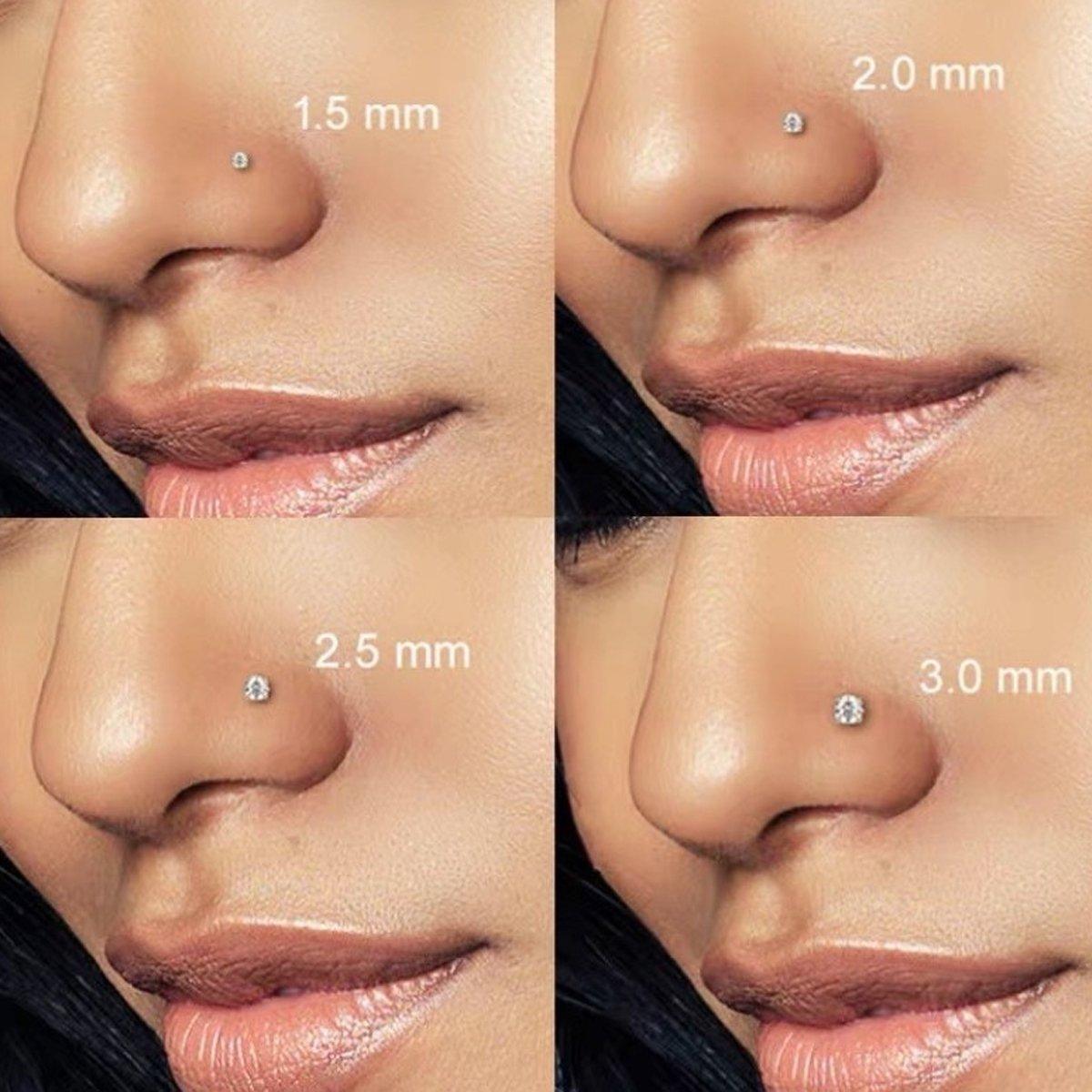 Stainless Steel Nosepiece with Gold Nose Stud Stylish Piercing Jewellery Women - Straight Rod-3mm