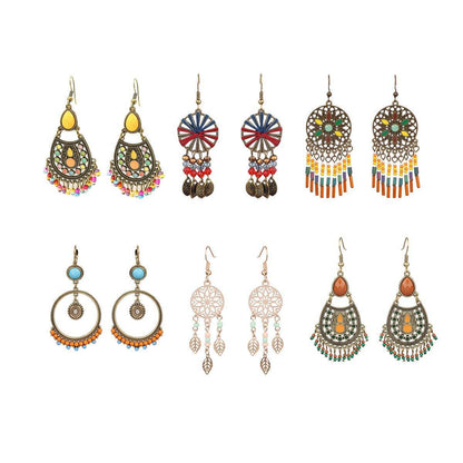 Retro Court Style Geometric Leaf Earrings Elegant Vintage Jewelry for Women Gift - 1
