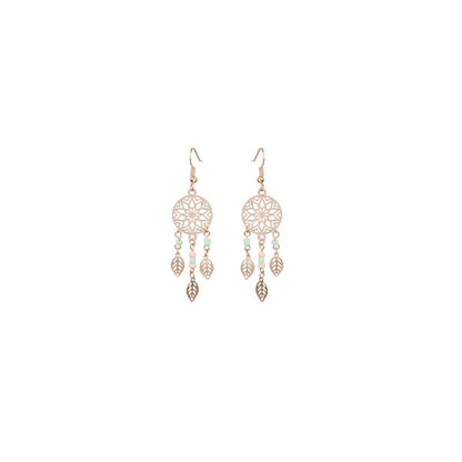 Retro Court Style Geometric Leaf Earrings Elegant Vintage Jewelry for Women Gift - 1