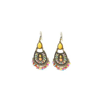 Retro Court Style Geometric Leaf Earrings Elegant Vintage Jewelry for Women Gift - 1