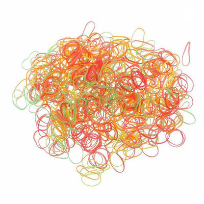 400pcs Small Elastic Rubber Band Hair Ties Multi Colour Black Ponytail Holders - Colourful