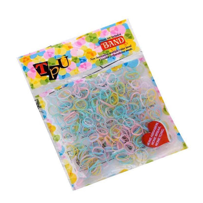 400pcs Small Elastic Rubber Band Hair Ties Multi Colour Black Ponytail Holders - Colourful