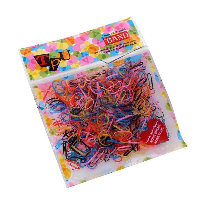 400pcs Small Elastic Rubber Band Hair Ties Multi Colour Black Ponytail Holders - Fluorescence