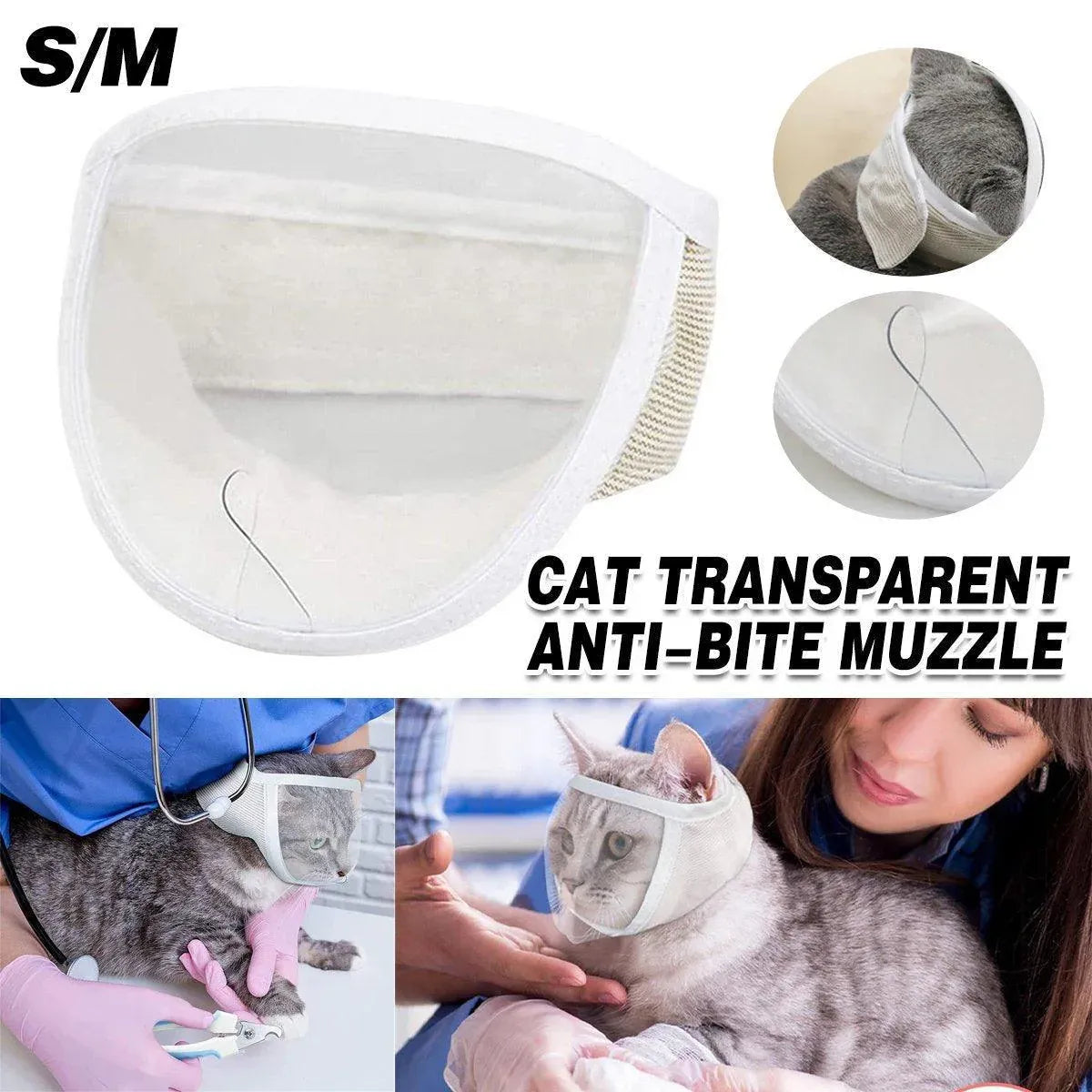 Breathable Pet Headgear Clear Cat Dog Mask Anti Bite Scratch Protective Gear - S