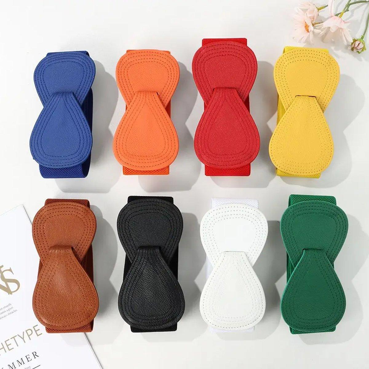 Fashion Belt Red Elastic Waist Cover Wide Belt Women Black Elastic Bow Decoration - Grey