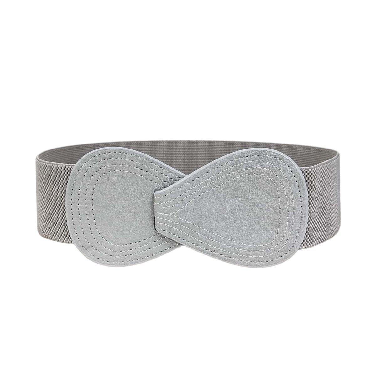 Fashion Belt Red Elastic Waist Cover Wide Belt Women Black Elastic Bow Decoration - Grey