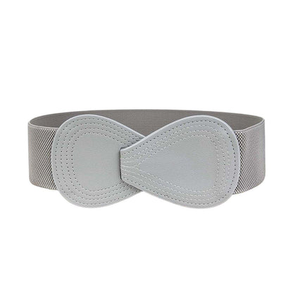 Fashion Belt Red Elastic Waist Cover Wide Belt Women Black Elastic Bow Decoration - Grey