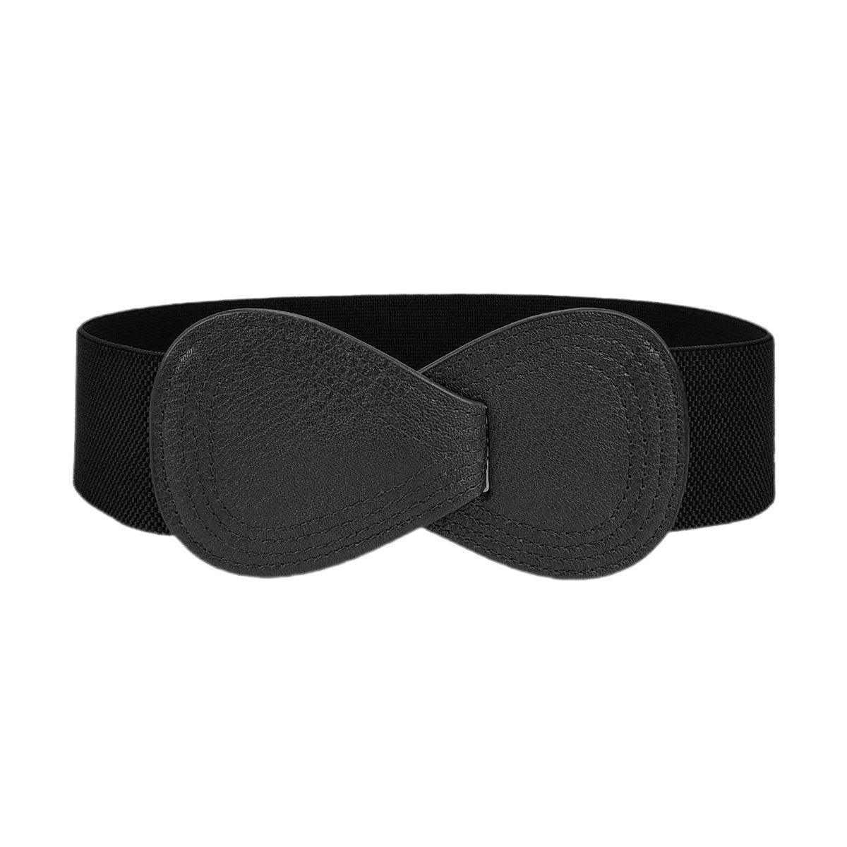 Fashion Belt Red Elastic Waist Cover Wide Belt Women Black Elastic Bow Decoration - Grey