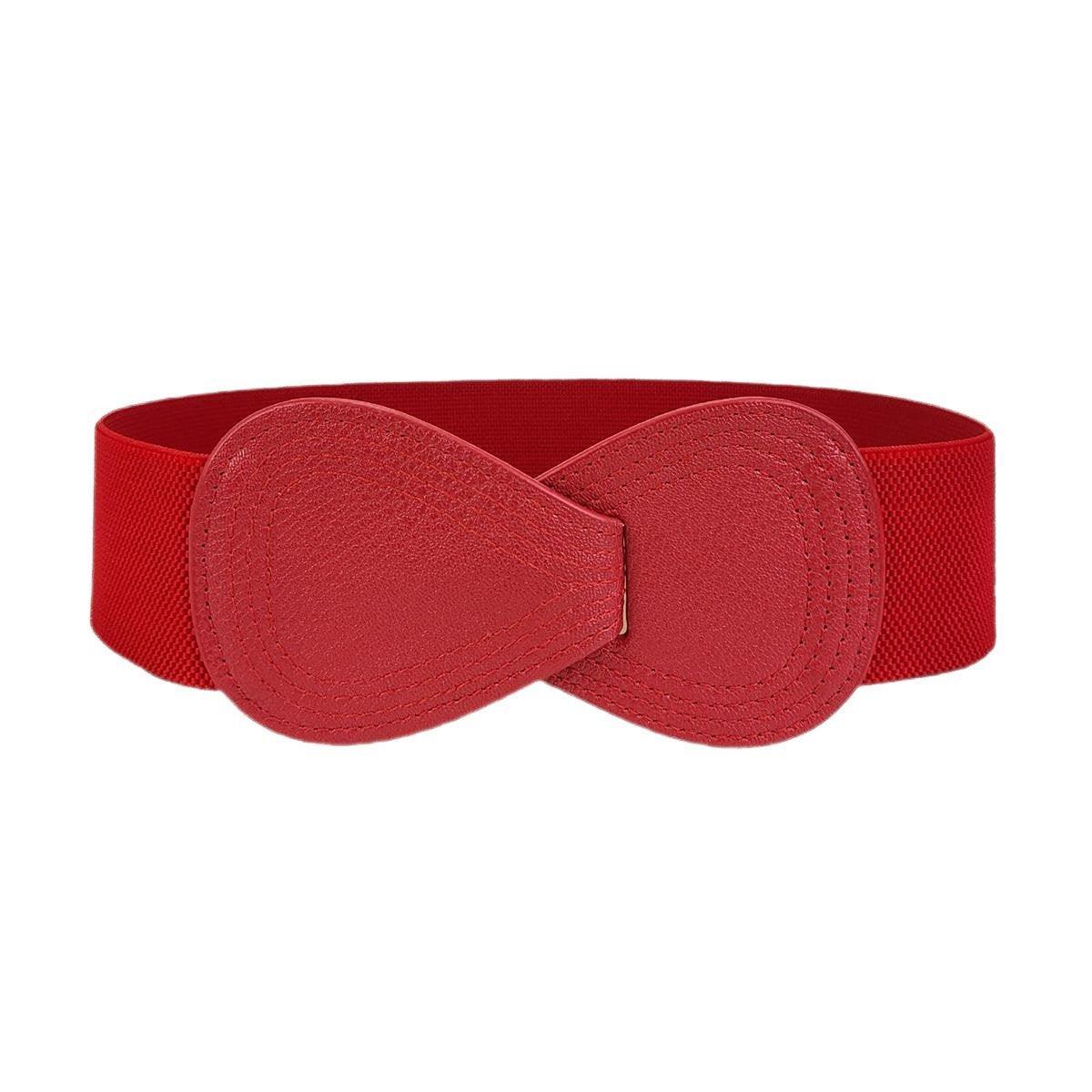 Fashion Belt Red Elastic Waist Cover Wide Belt Women Black Elastic Bow Decoration - Grey