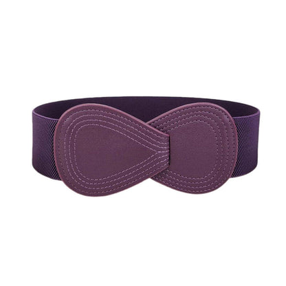 Fashion Belt Red Elastic Waist Cover Wide Belt Women Black Elastic Bow Decoration - Grey