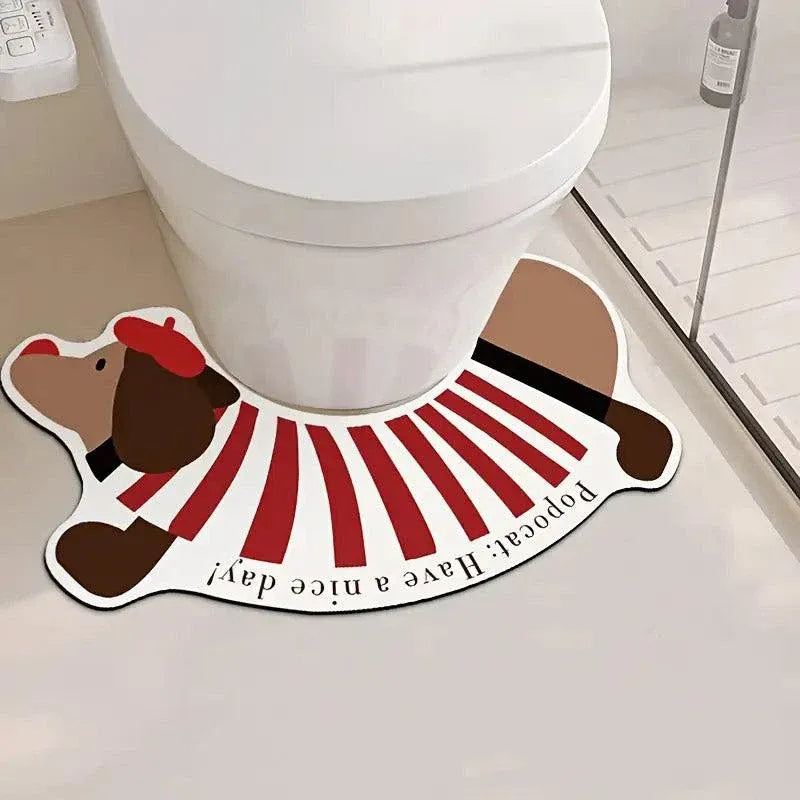 Dachshund U Shaped Floor Mats Non Slip Dirt Resistant Foot Mats for Toilet Home - Green