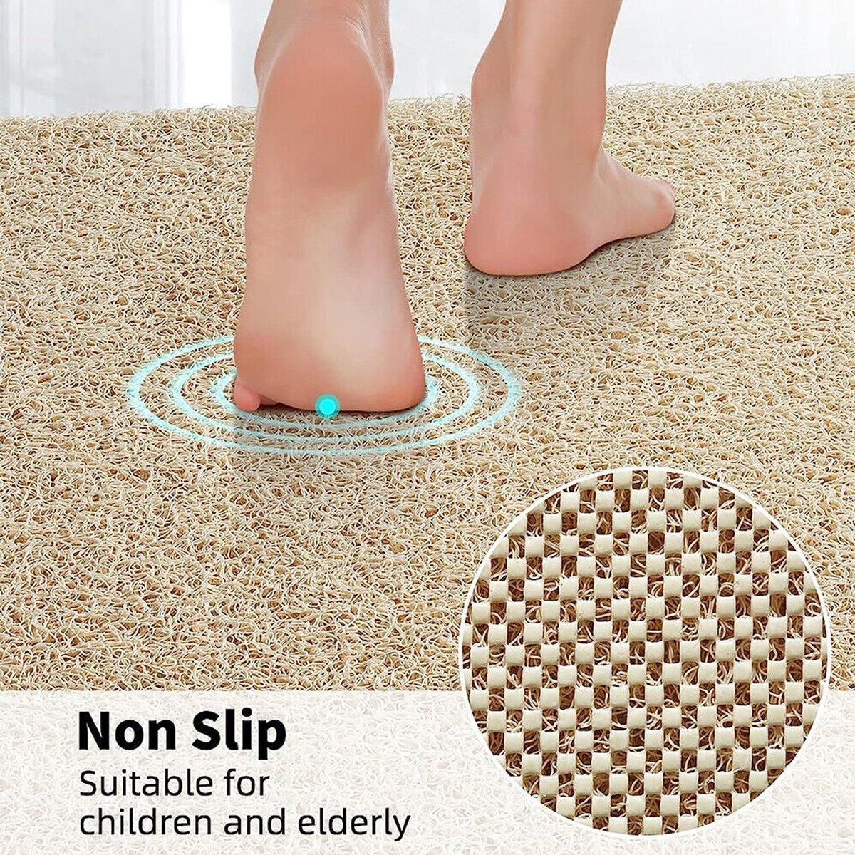 Waterproof Non-Slip Bathroom Shower Mat Anti-Slip Rug Toilet Floor Mat Washable - Cream-60*80cm
