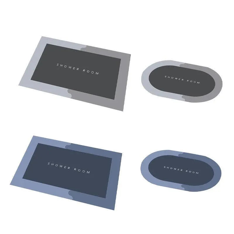50x80CM Super Absorbent Floor Mat Soft Quick-Drying Non-Slip Diatom Mud Bath - Blue-Oval